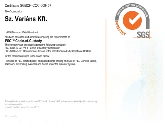 FSC Chain-of-Custody minősítés